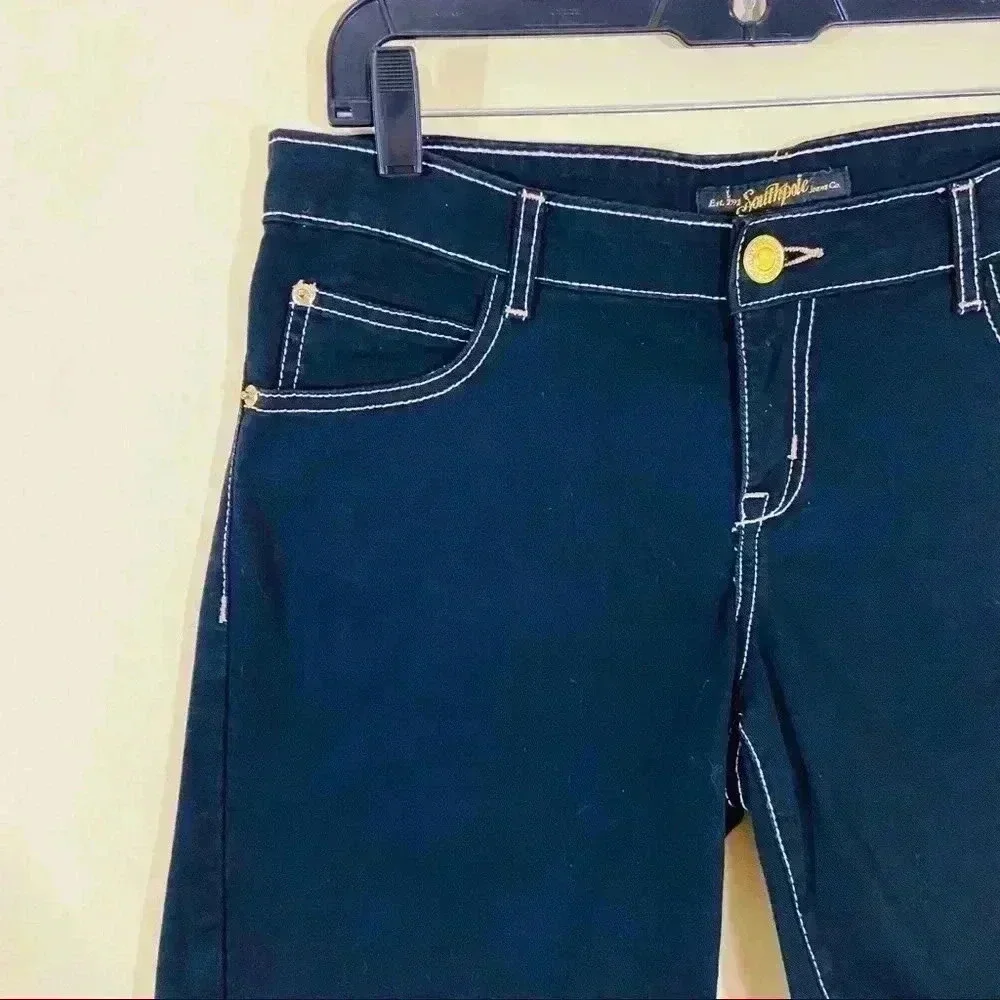 Southpole Black Super Stretchy Embellished Denim Shorts Size‎ 9